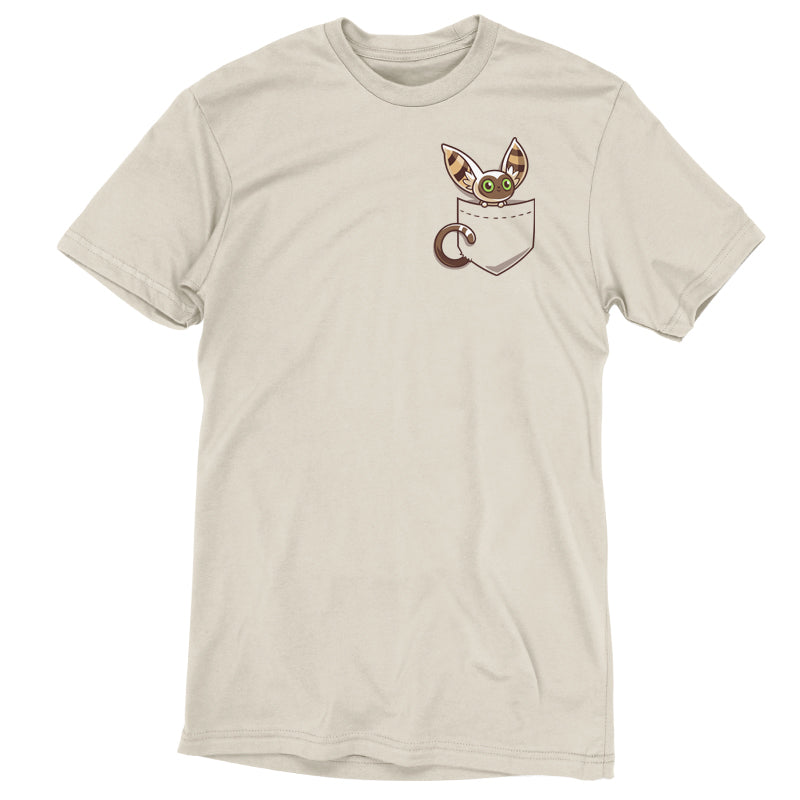 Premium Cotton T-shirt_TeeTurtle natural heather Pocket Momo apparel featuring Momo from Avatar: The Last Airbender peeking out of a pocket on the chest area.