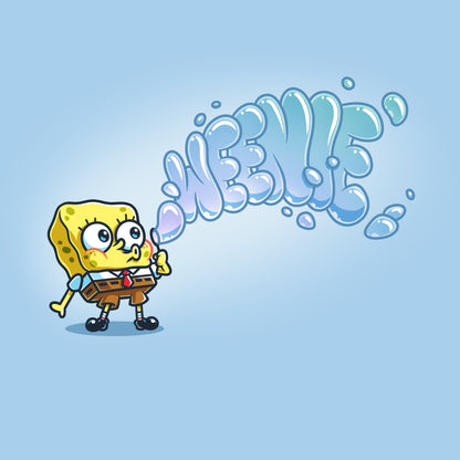 Premium Cotton T-shirt_TeeTurtle light blue Weenie apparel featuring SpongeBob SquarePants blowing bubbles that spell out, “Weenie“.