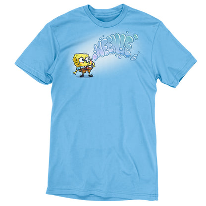 Premium Cotton T-shirt_TeeTurtle light blue Weenie apparel featuring SpongeBob SquarePants blowing bubbles that spell out, “Weenie“.