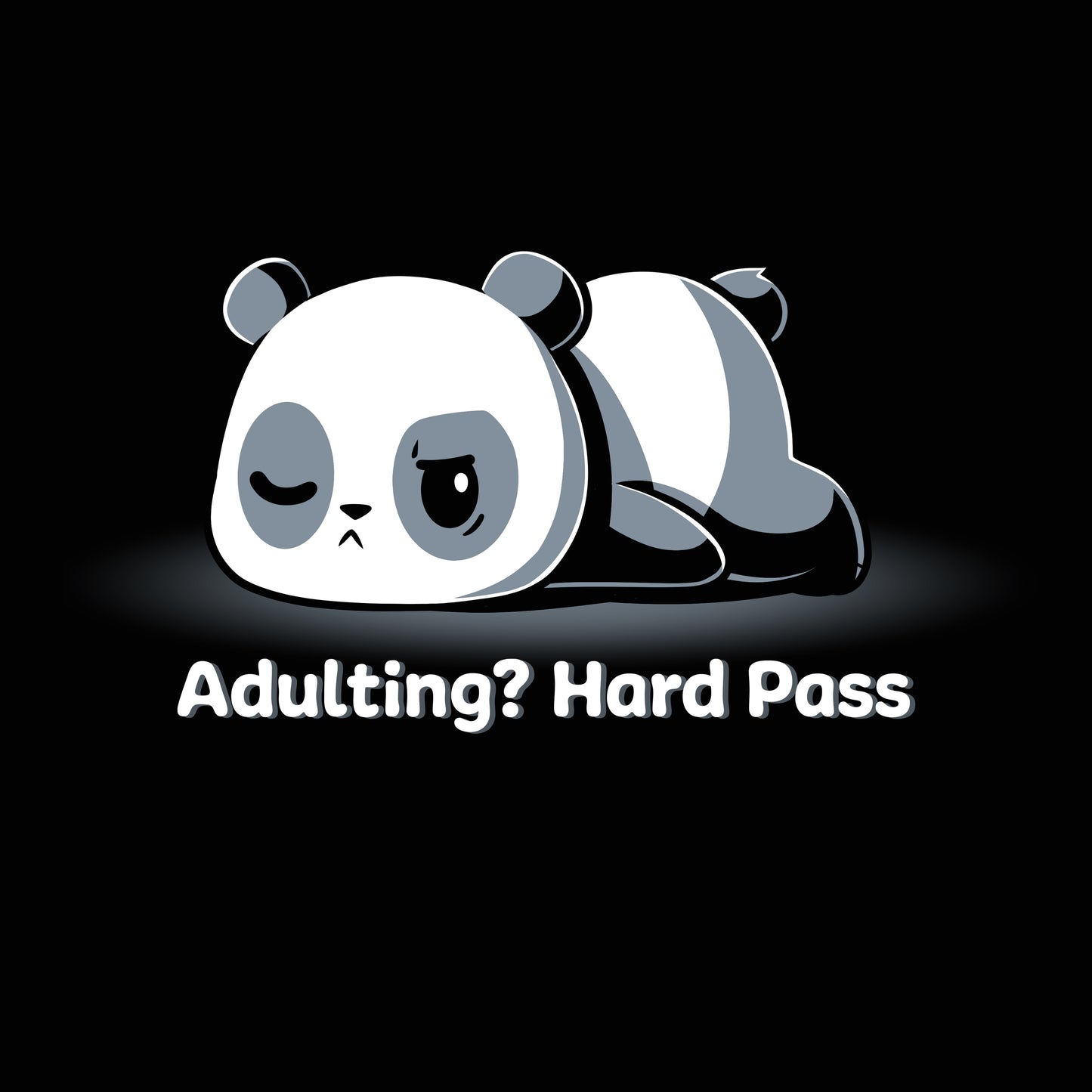 Premium Cotton T-shirt_TeeTurtle Adulting? Hard Pass black t-shirt featuring a panda lying down with a bored expression.