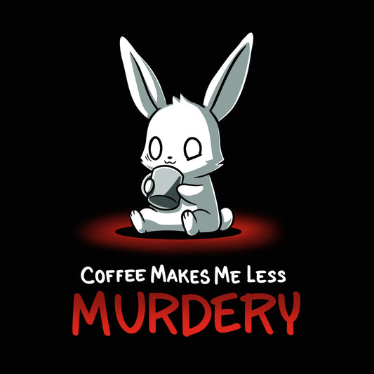 Premium Cotton T-shirt_Cute cartoon bunny holding a coffee cup with the text 