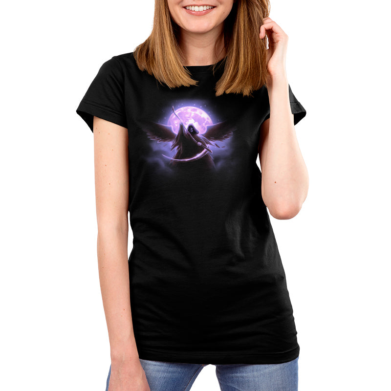 Premium Cotton T-shirt_TeeTurtle black Full Moon Reaper featuring a winged grim reaper.