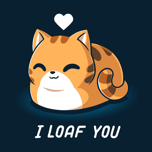 Illustration of a smiling, loaf-shaped orange cat with a heart above its head and the caption 