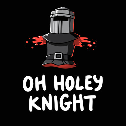 Premium Cotton T-shirt_TeeTurtle Oh Holey Knight black t-shirt featuring a pun of a knight’s armor that has missing arms