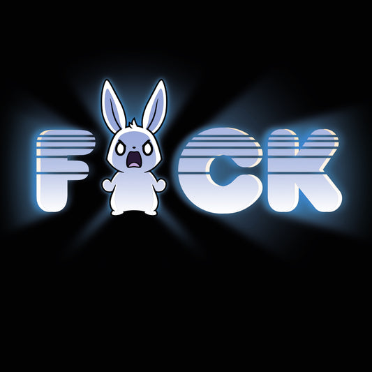 Illustration of a shocked cartoon bunny with an expletive in large, shiny letters behind it—perfect for the Rage Overload t-shirt from monsterdigital made of super soft ringspun cotton.