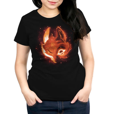 Premium Cotton T-shirt - An orange Black Hole Fox with glowing eyes on a TeeTurtle apparel background.