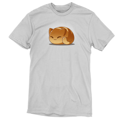 Premium Cotton T-shirt_TeeTurtle silver gray Cat Loaf apparel featuring a cat loaf curled in a happy loafing position.