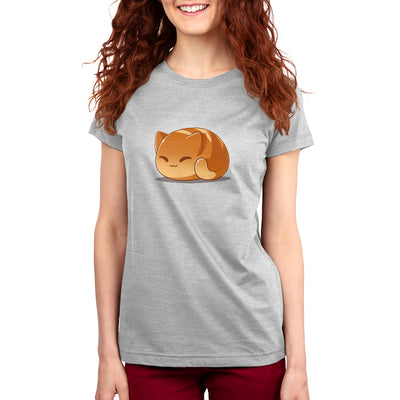 Premium Cotton T-shirt_TeeTurtle silver gray Cat Loaf apparel featuring a cat loaf curled in a happy loafing position.