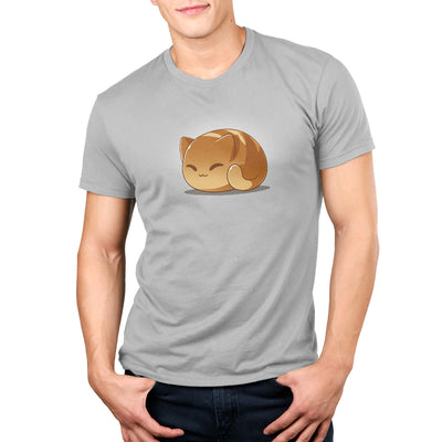 Premium Cotton T-shirt_TeeTurtle silver gray Cat Loaf apparel featuring a cat loaf curled in a happy loafing position.