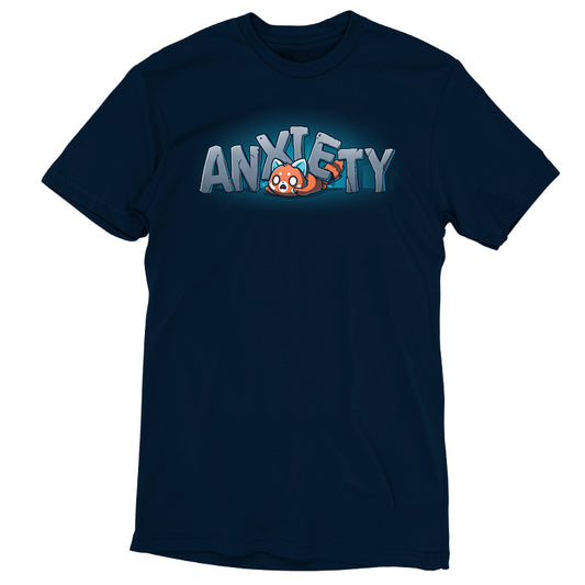A navy blue Crushing Anxiety t-shirt by TeeTurtle crafted from super soft ringspun cotton, featuring the word 