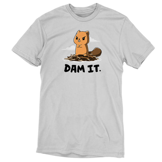 A super soft ringspun cotton gray t-shirt with an illustration of an annoyed beaver sitting on a pile of sticks, accompanied by the text 