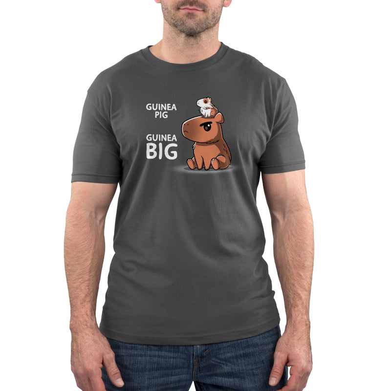 Premium Cotton T-shirt_TeeTurtle charcoal gray Guinea Pig Guinea Big apparel featuring a guinea pig sitting on a capybara’s head.