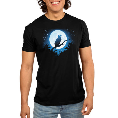 Premium Cotton T-shirt_TeeTurtle Moonlit Raven black t-shirt featuring an artistic raven sitting on a branch in front of a full moon.