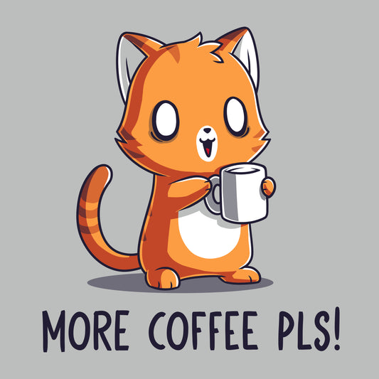 Illustration of a cute orange cat holding a coffee mug with the text 