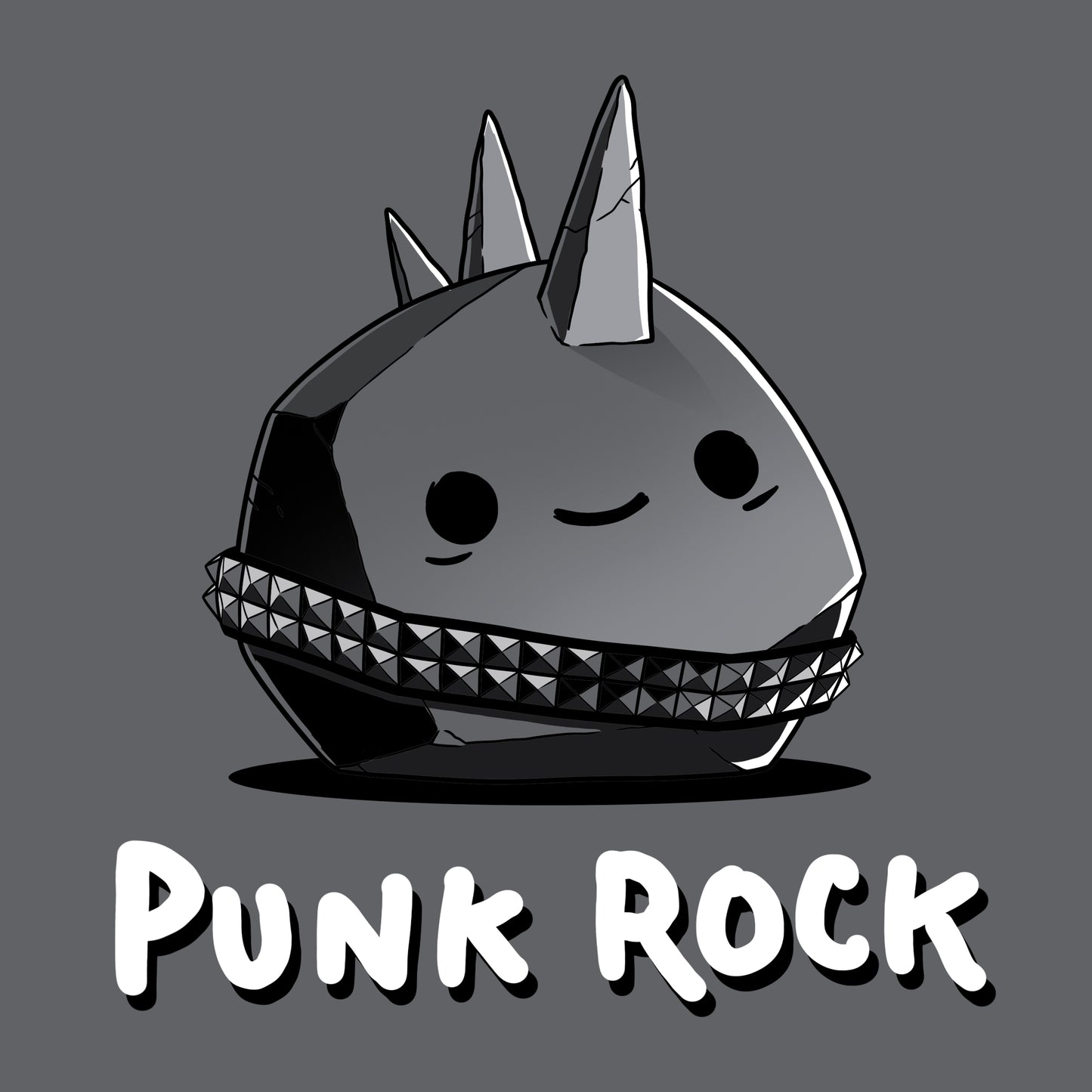 Premium Cotton T-shirt_TeeTurtle Punk Rock charcoal gray t-shirt featuring a rock with spikes and a studded belt.
