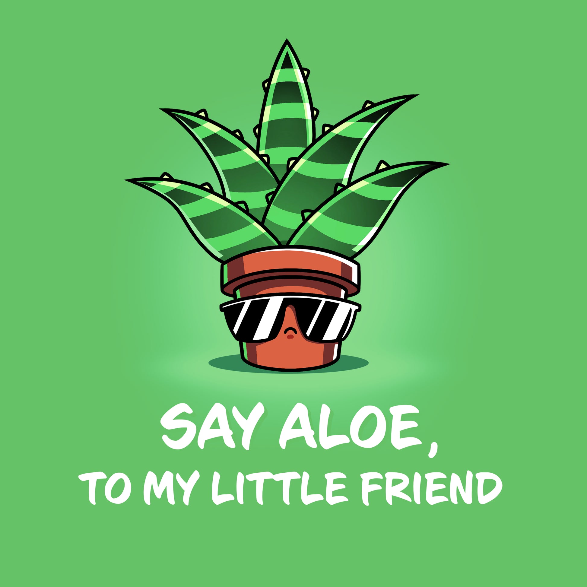 Premium Cotton T-shirt_TeeTurtle Say Aloe To My Little Friend Apple t-shirt featuring an aloe plant with sunglasses.