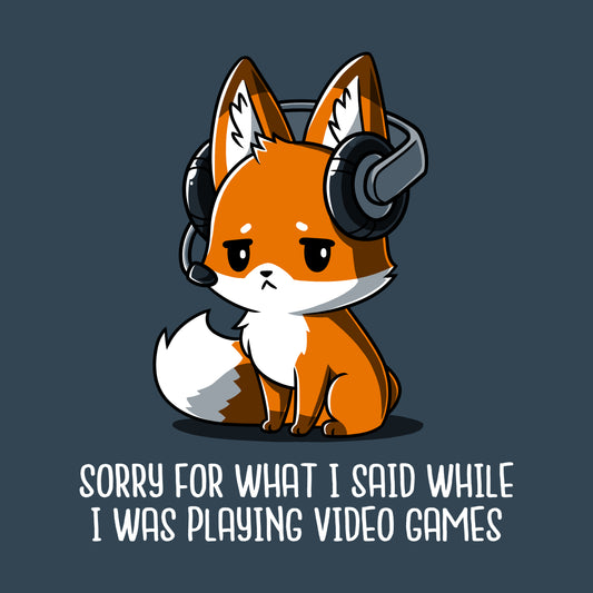 A cartoon fox wearing a headset looks apologetic with the text 