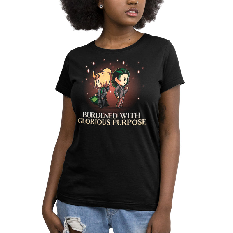 A Marvel women's t-shirt officially licensed with the phrase "Burdened With Glorious Purpose".