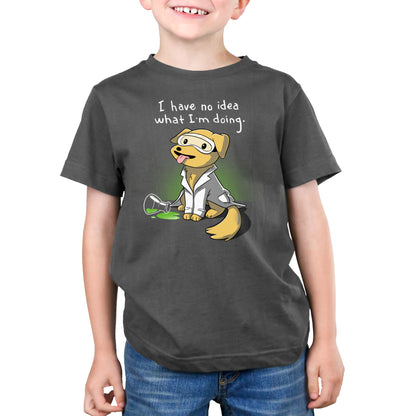 A young boy wearing a TeeTurtle Lab Experiment t-shirt.