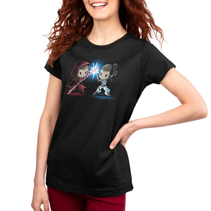 Officially licensed Star Wars Lightsaber Duel (Rey) women's t-shirt featuring Rey.