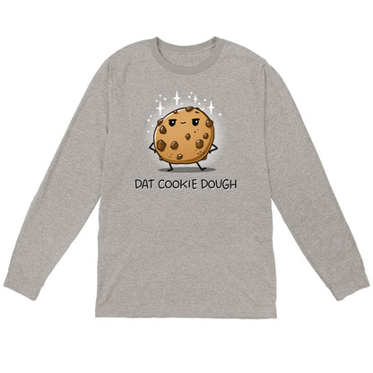 Long Sleeve T-shirt_TeeTurtle heather gray Dat Cookie Dough t-shirt featuring a cookie with a sassy expression and stick-figure hands on its hips.