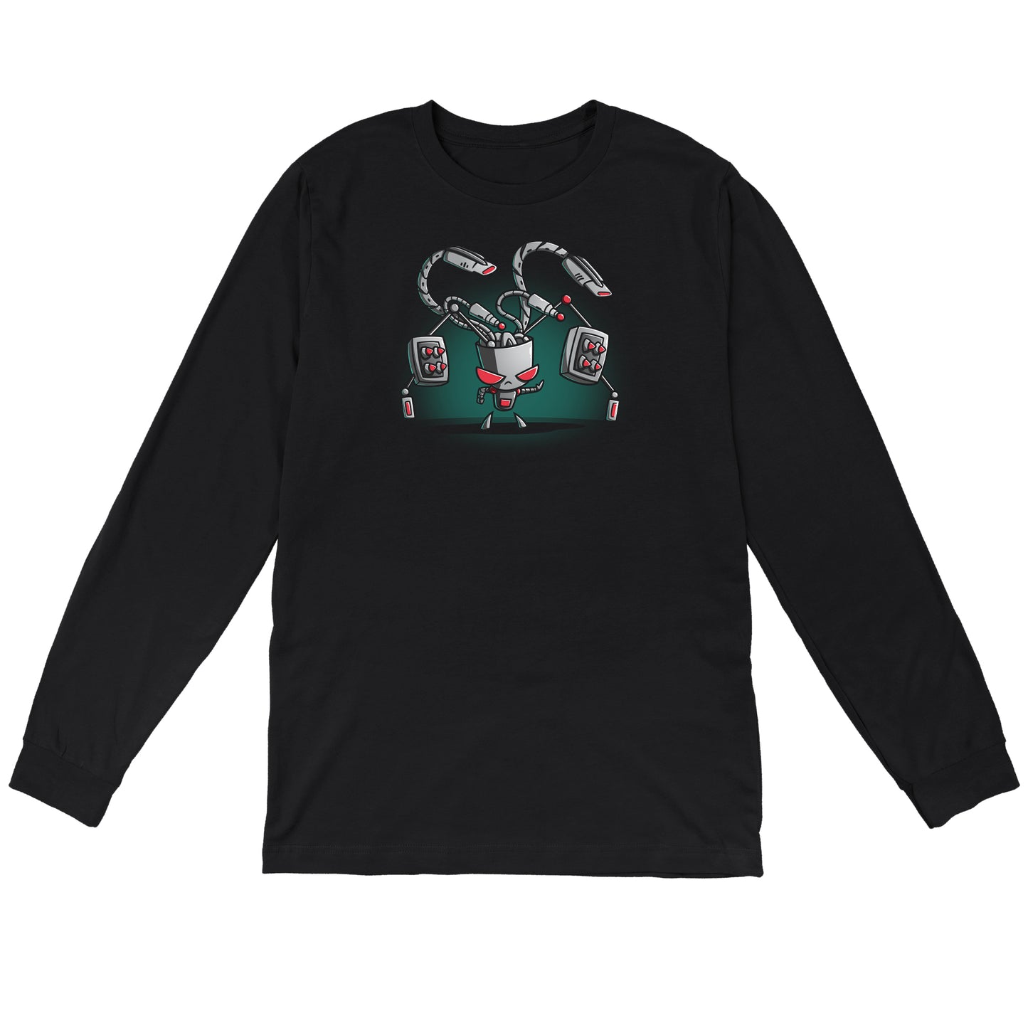Long Sleeve T-shirt_TeeTurtle black Gir (Duty-Mode) apparel featuring Gir with an array of weapons drawn.