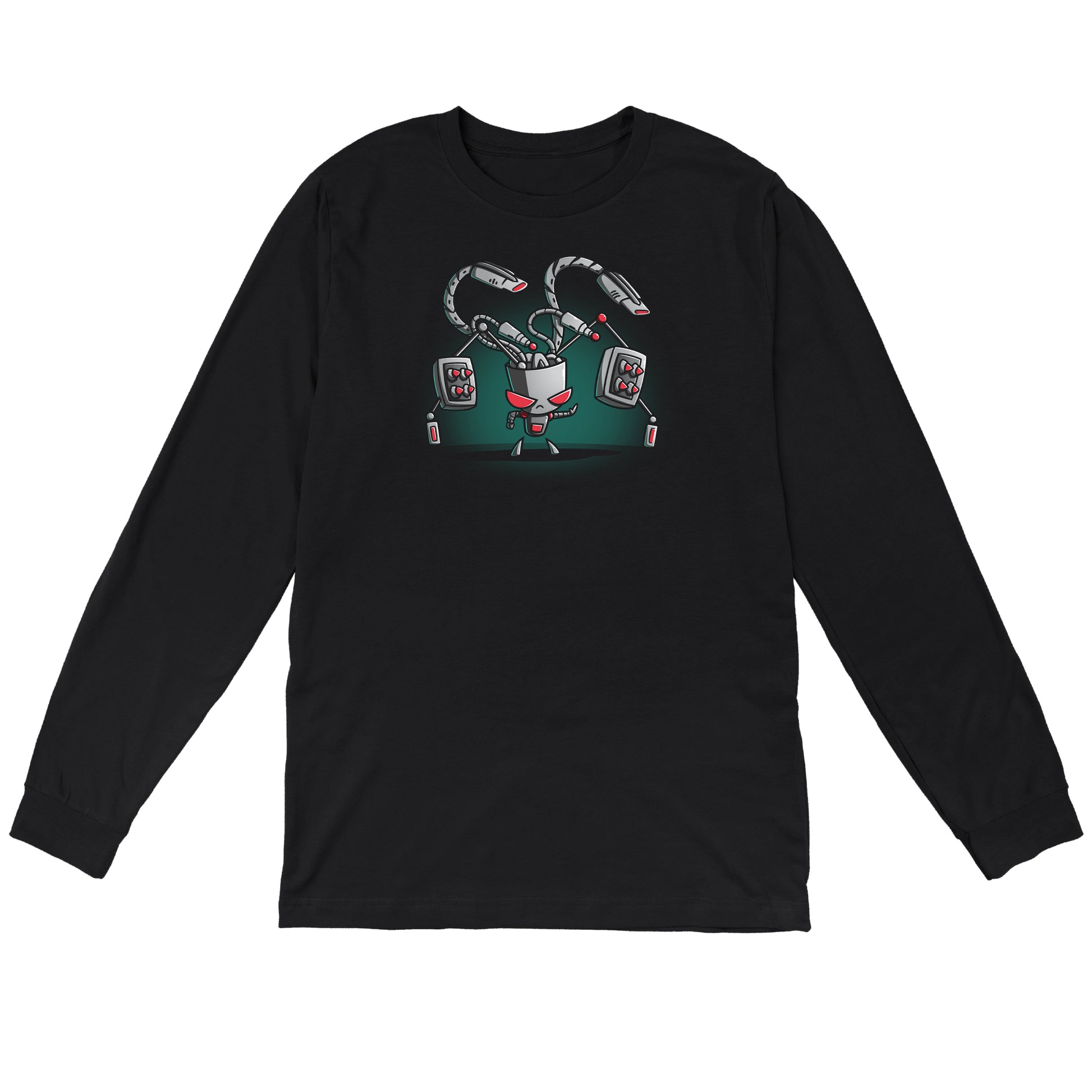 Long Sleeve T-shirt_TeeTurtle black Gir (Duty-Mode) apparel featuring Gir with an array of weapons drawn.