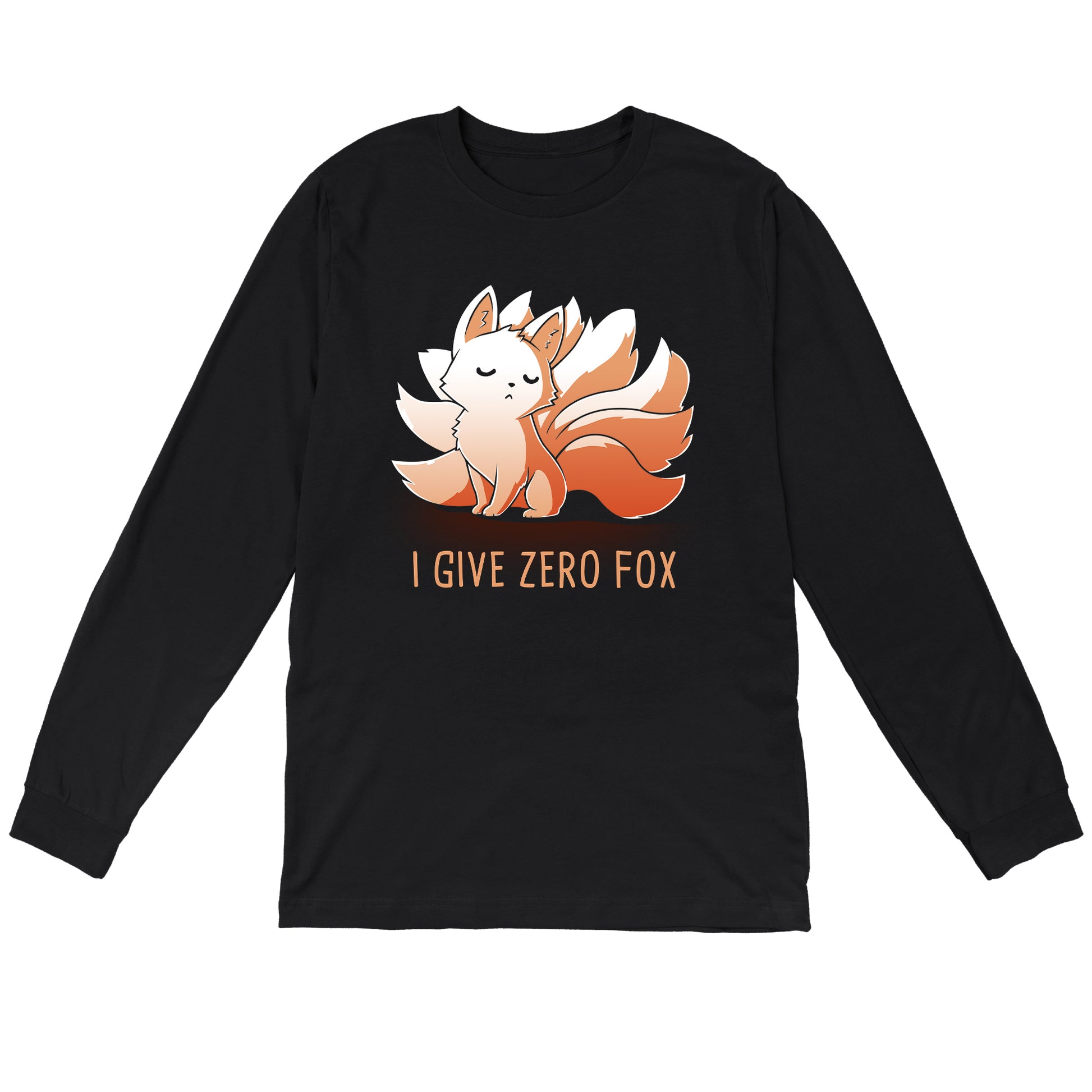 Long Sleeve T-shirt_TeeTurtle black I Give Zero Fox. Featuring a haughty kitsune.