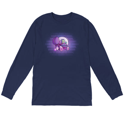 Long Sleeve T-shirt_TeeTurtle navy blue The Doom Song apparel featuring Invader Zim and Gir in a spaceship with Gir singing the Doom Song.