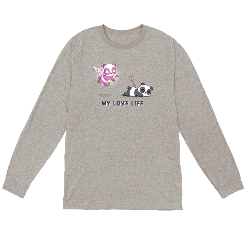 Long Sleeve T-shirt_TeeTurtle My Love Life athletic heather t-shirt featuring Valentine's Day pandas.