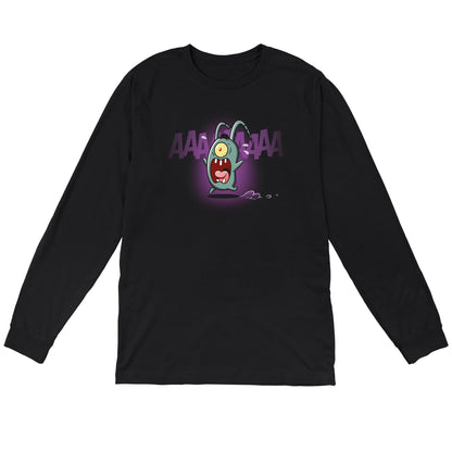 Long Sleeve T-shirt_TeeTurtle black Screaming Plankton apparel featuring Plankton screaming and running away.