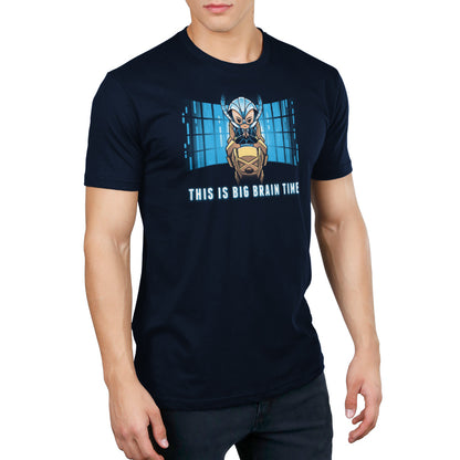 Professor X wearing a Marvel Big Brain Time t-shirt.