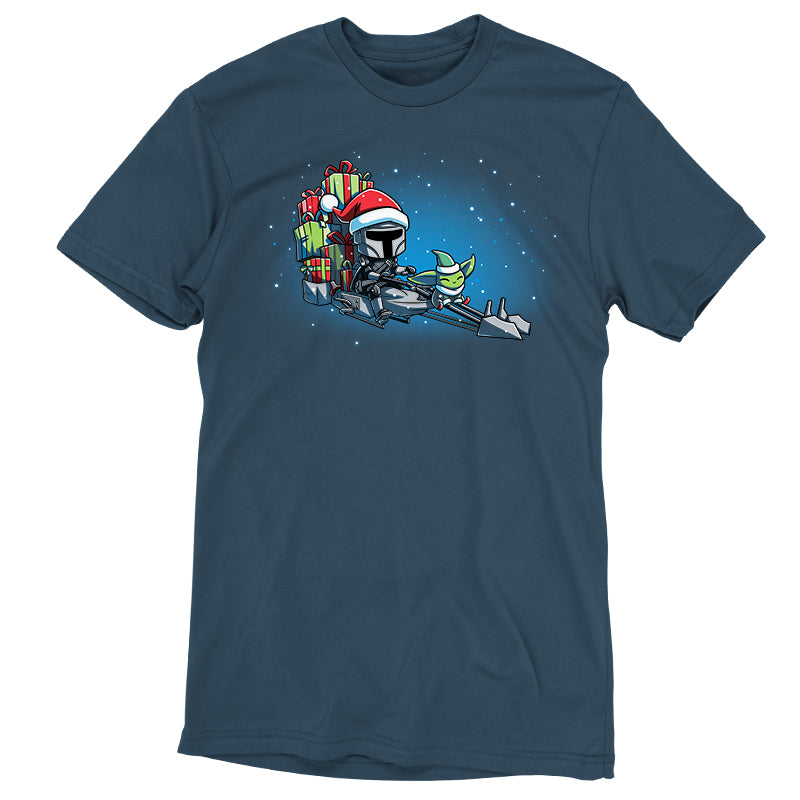 A Star Wars-themed Bring Home the Bounty t-shirt featuring an image of a Santa Claus riding a sleigh.
