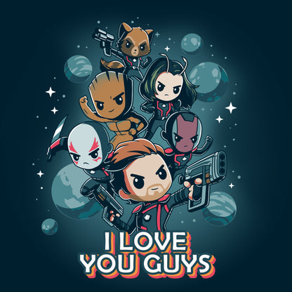 Officially licensed I Love You Guys t-shirt celebrating the intergalactic bond by Guardians of the Galaxy 3.
