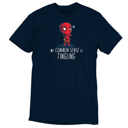 A officially licensed t-shirt featuring a "My Common Sense Is Tingling" design by Marvel.