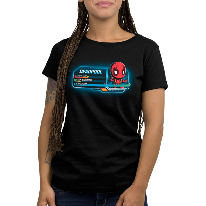 A women's black T-shirt with an officially licensed Marvel Spider-Man image.