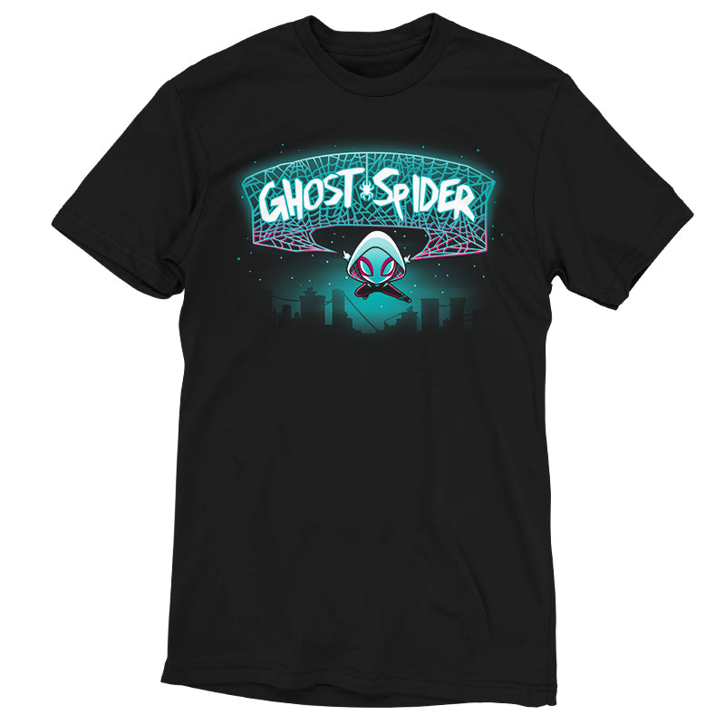 An officially licensed Ghost-Spider T-shirt featuring the Marvel logo.