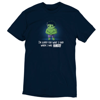 Officially licensed Marvel "I'm Sorry For What I Said When I Was Hangry" T-shirt with a hulk design.