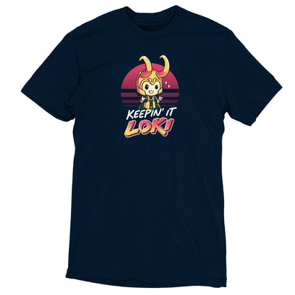 A Marvel-inspired T-shirt featuring Loki with the text "Keepin' It Loki" by Marvel.