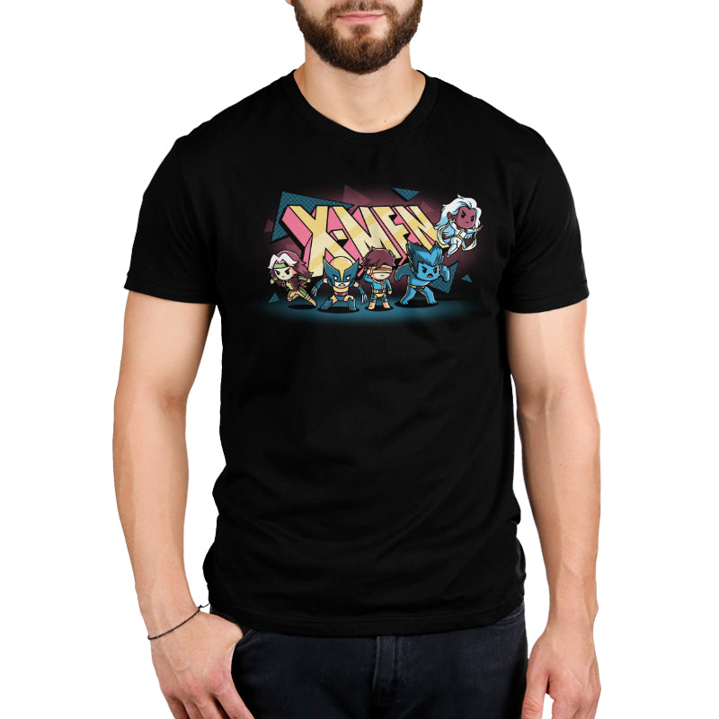 An officially licensed Marvel Retro X-Men men's t-shirt with cartoon characters on it.