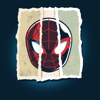 A Spider-Man Faces mask on official Marvel T-shirt.