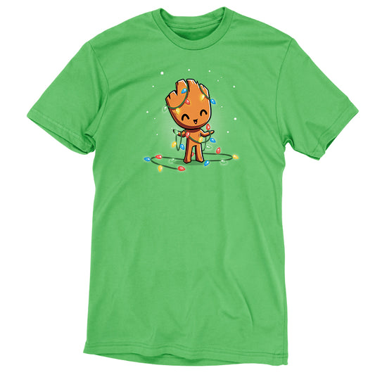 A Marvel Tangled Up Groot t-shirt featuring Groot, the lovable tree-like superhero.