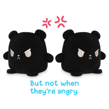 Two TeeTurtle Reversible Bear Plushmates (Black), with the words but not when they're angry.