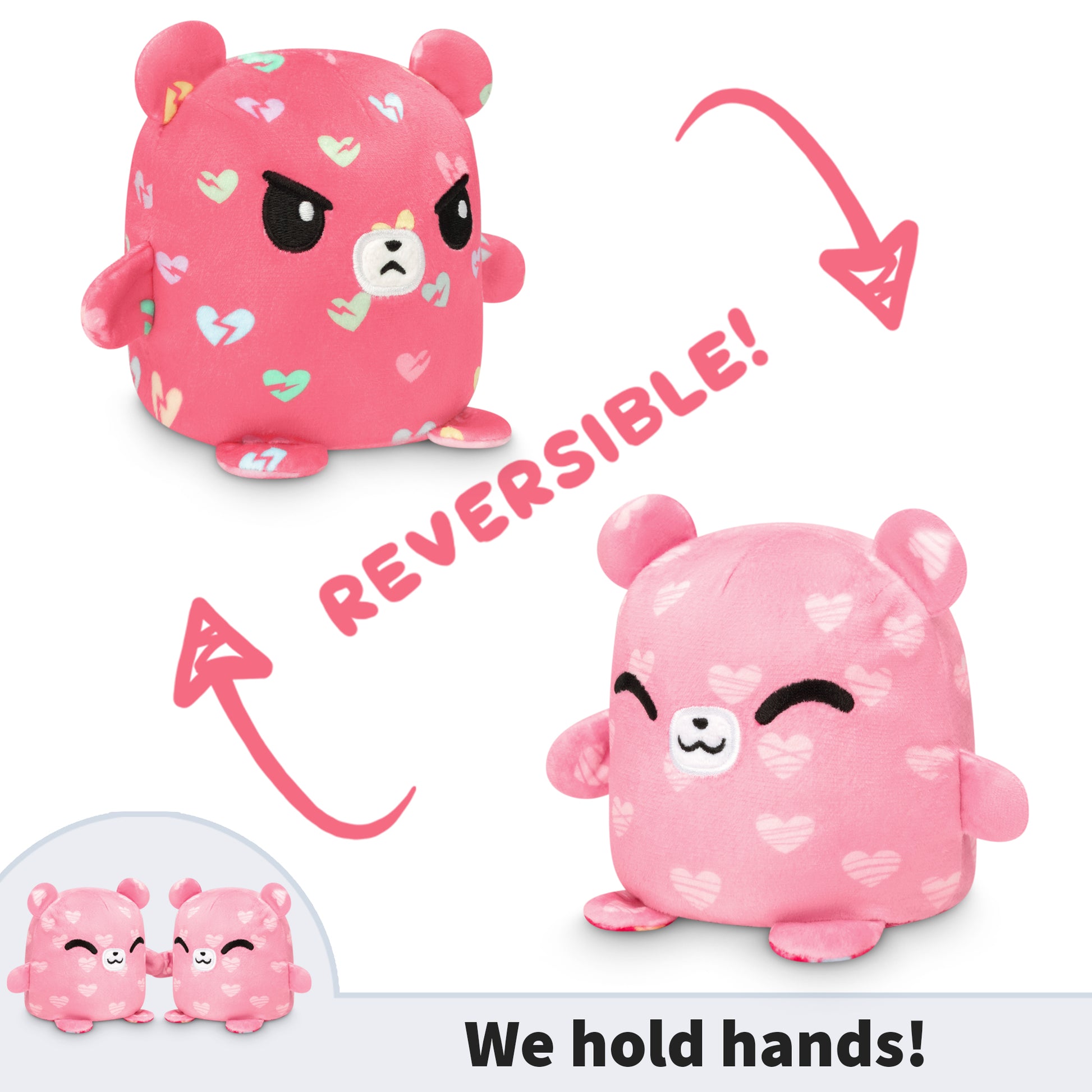 We hold hands - TeeTurtle Reversible Bear Plushmates.