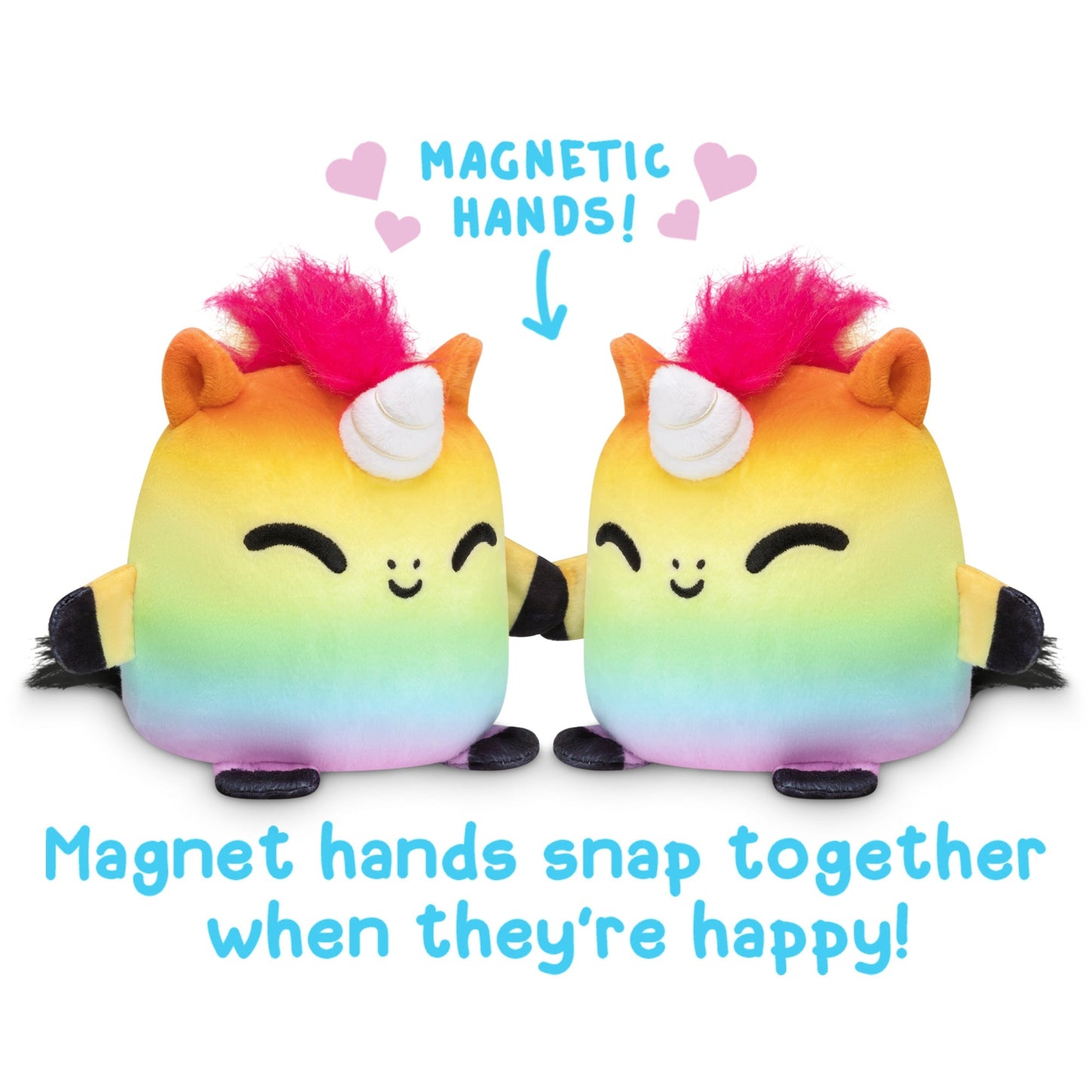 TeeTurtle's TeeTurtle Reversible Horse & Unicorn Plushmates are a pair of enchanting plush toys with magnetic hands that joyfully snap together when they're happy.