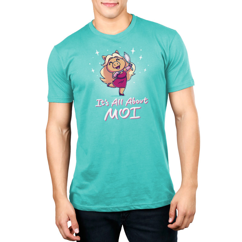 A man wearing an officially licensed Disney "It's all about MOI" Shirt.