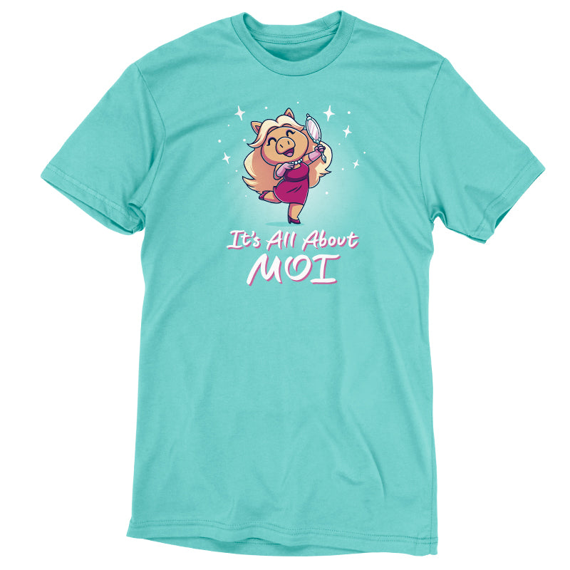 A looser-fitting t-shirt that says "It’s all about MOI" by Disney.