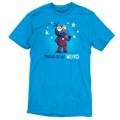 A uniquely designed, officially licensed Gonzo blue t-shirt that proudly says "proud to be weird". - Disney