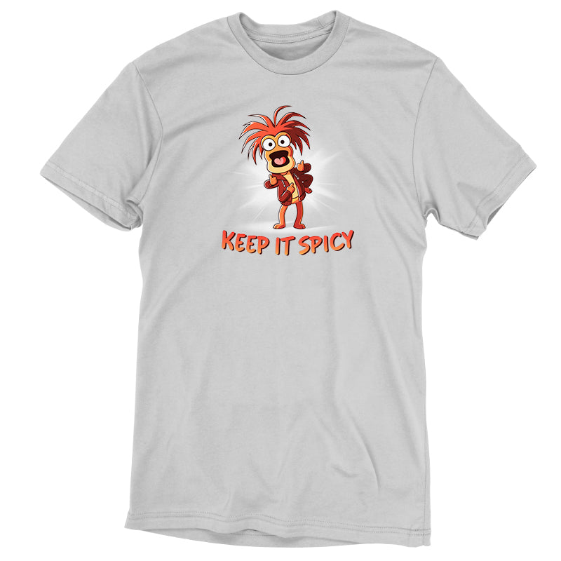 An officially licensed Keep it Spicy t-shirt featuring Pepé the King Prawn by Muppets.