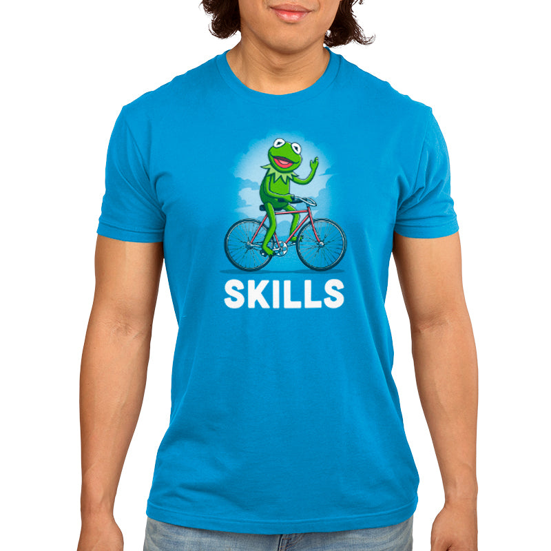 Officially licensed Disney Kermit T-shirt featuring a frog riding a bicycle with impressive Skills.